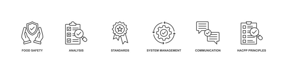 ISO 22000 icon vector illustration concept with icon of food safety, analysis, standards, system management, communication, hacpp principles