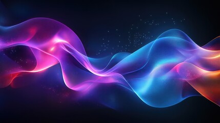 Fototapeta premium Abstract glowing waves, dark background, digital art, website banner (1)