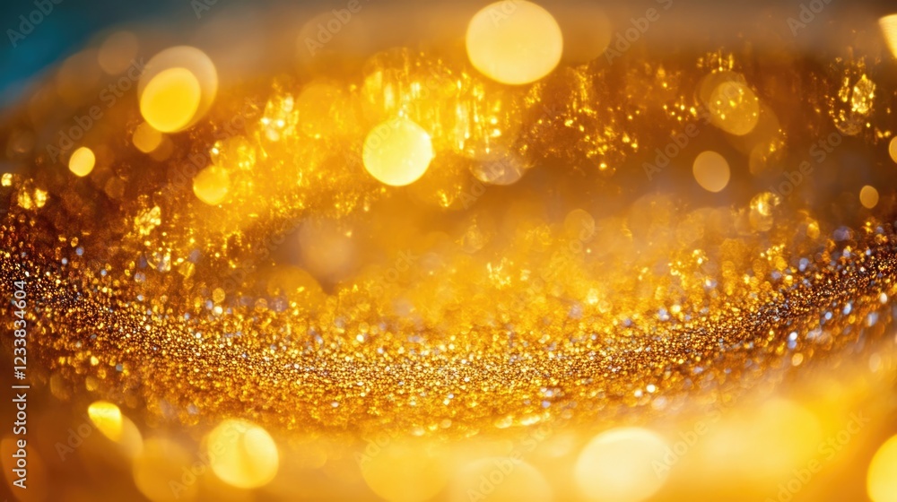 Aufkleber defocused golden bokeh background with shimmering lights and glittery texture