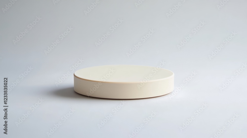 Aufkleber minimalist round pedestal display for product showcasing with neutral background and copy space.