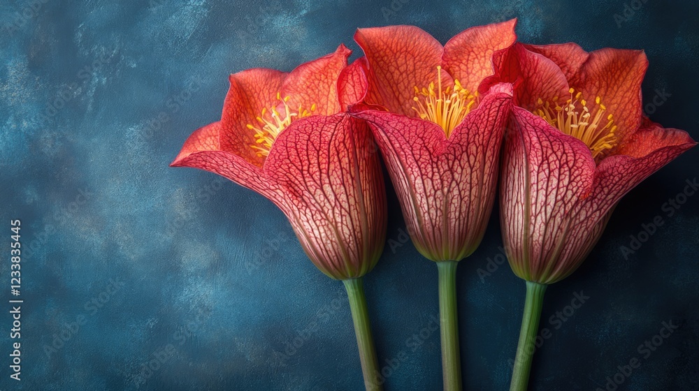Poster vibrant corpse flower blooms viewed from above with textured background and ample space for adding c