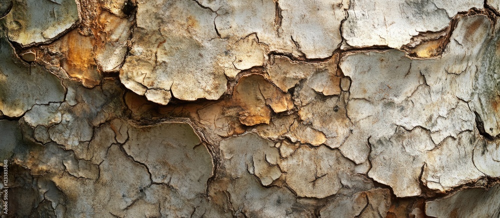 Poster textured rough surface of tree bark with varying shades of brown and gray showcasing natural pattern