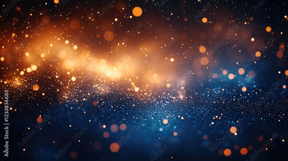 Poster blue gradient background with blurred bokeh lights creating a vibrant and joyful atmosphere ideal fo