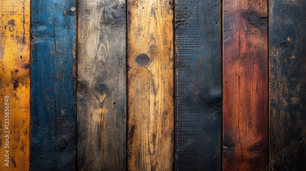Poster aged wooden planks viewed from above creating a rustic natural backdrop suitable for various design 