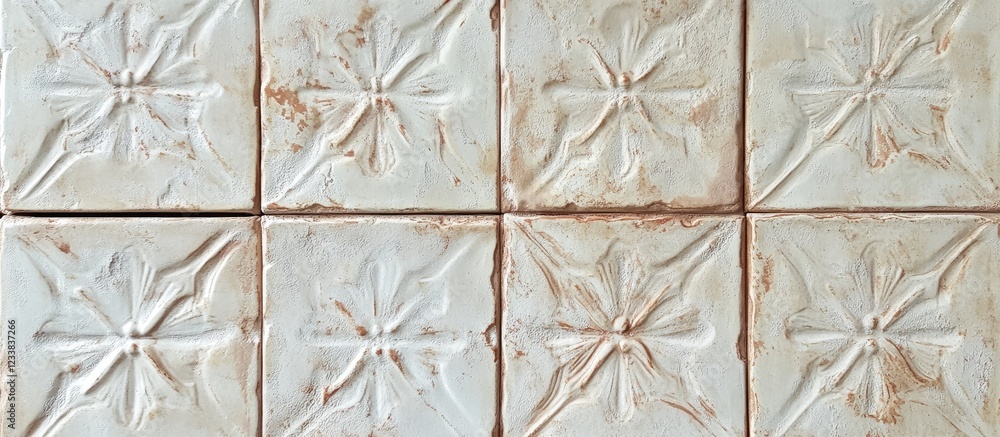 Aufkleber embossed vintage clay wall tiles in rustic shabby chic design with empty space for text ideal for co