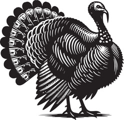 Black Turkey Silhouette Vector, High Quality Illustration on White Background