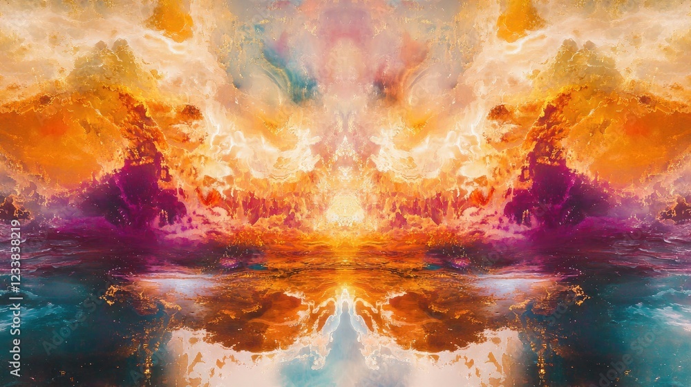 Poster vibrant abstract cosmos imagery symbolizing transformation and imagination with rich colors and dyna