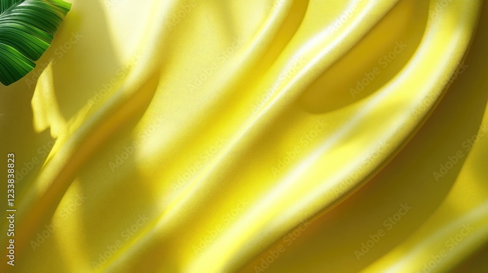 Poster bright matte yellow background with soft shadows for product display and mockup creating an inviting