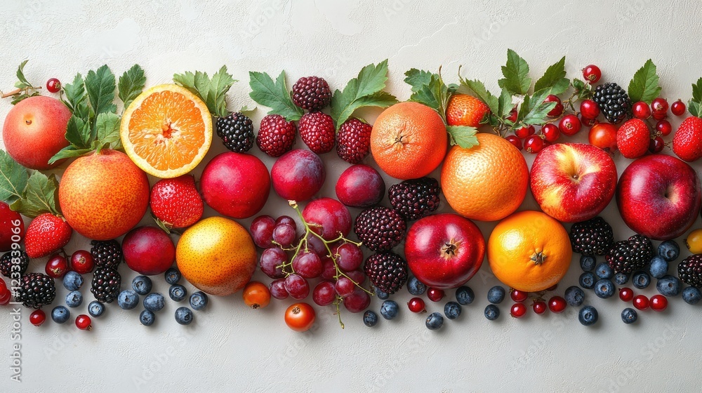 Aufkleber assortment of exotic fruits and berries arranged in a vibrant display on a neutral background for a 