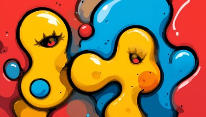 Obraz premium Vibrant, playful illustration with fluid forms.