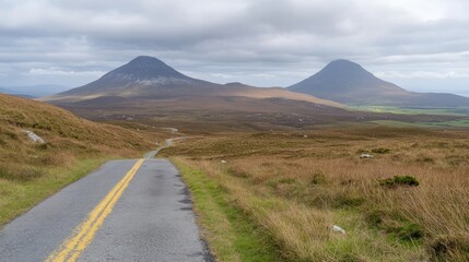 Fototapeta premium Scenic Irish Countryside Road with Mountain Views