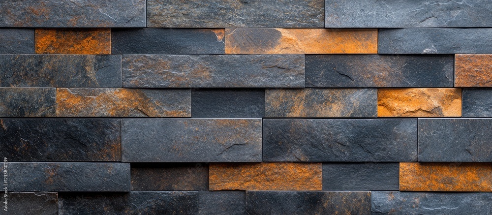 Poster dark grey stone wall texture with rustic brick accents ideal for abstract architecture and home deco