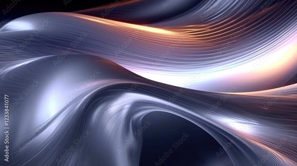 Aufkleber swirling abstract design with flowing metallic shapes and soft lighting at dusk