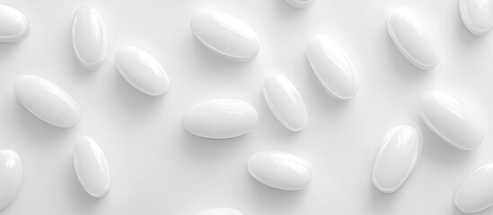 White Pharmaceutical Gel Capsules on Soft Background Large Blank Area for Custom Text Placement