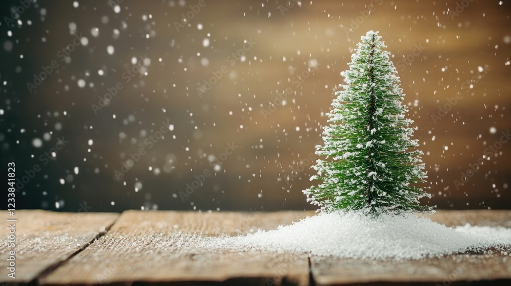 Poster rustic winter fir tree with snowy background perfect for christmas and new year greeting cards featu