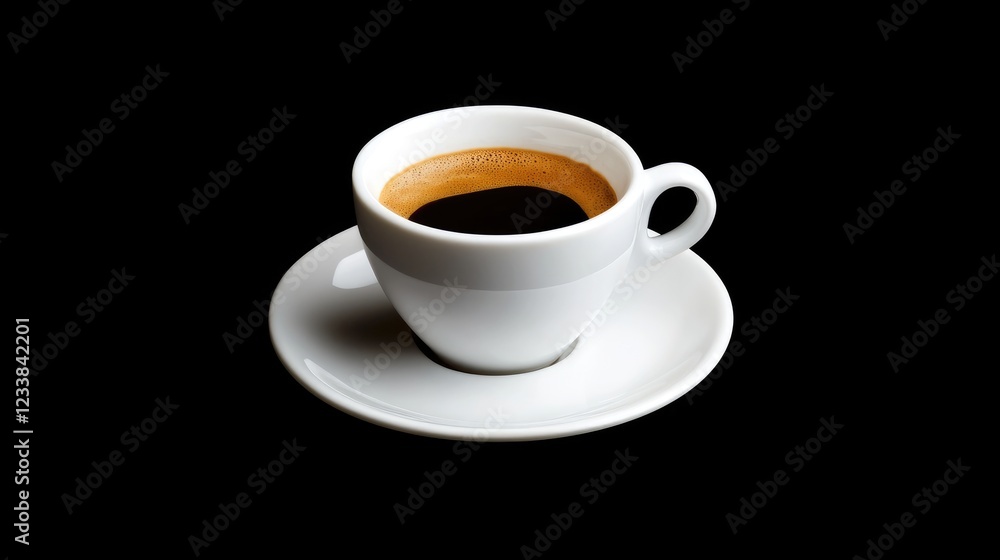 Poster freshly poured espresso cup on a saucer with a casual ambiance and empty space for text creating a m