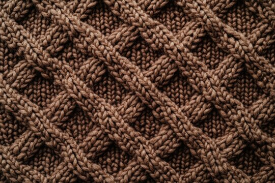 Brown textured knit pattern showcasing intricate weaving design suitable for crafting and textile projects