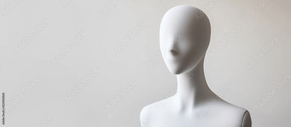 Poster white mannequin in an empty studio setting ideal for product displays and promotional text placement