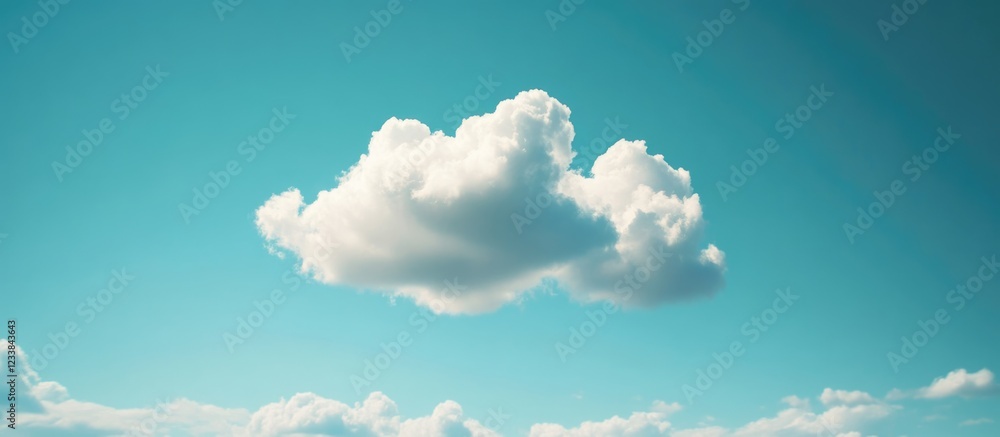 Aufkleber fluffy white clouds in a bright blue sky with ample empty space for text or design elements