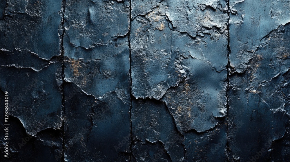 Poster dark industrial concrete wall texture with a panoramic view showcasing cracked surfaces and ample em