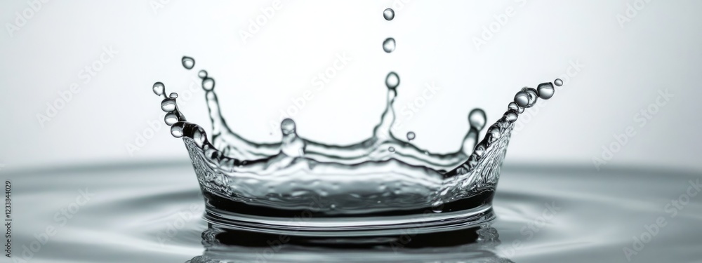 Poster water splash with drops isolated on white background ideal for text placement or design projects