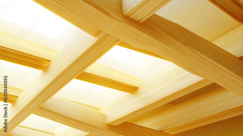 Poster elegant light yellow rafters showcasing modern architecture with ample empty space for text placemen