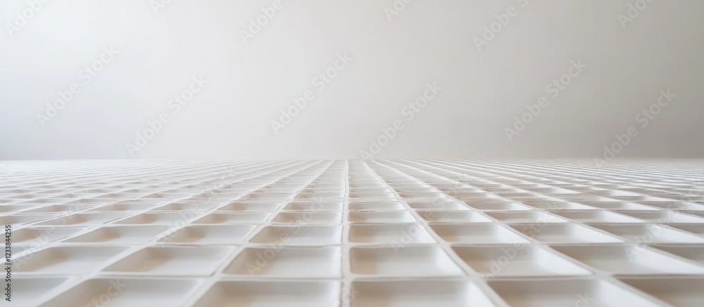 Poster empty white linoleum floor with perspective for text placement in minimalistic room setting