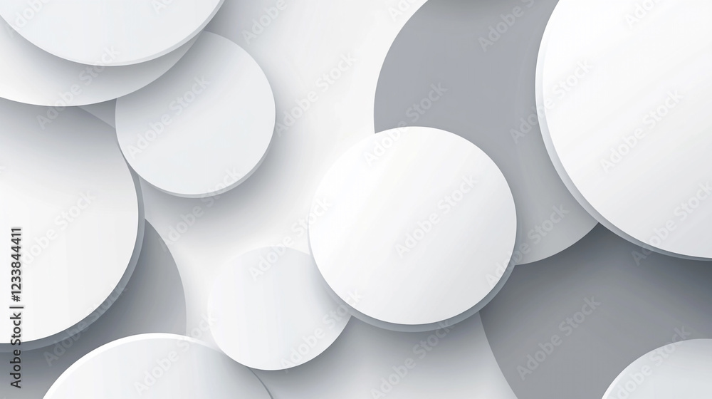 Poster abstract circular white paper pattern white circles on a white background