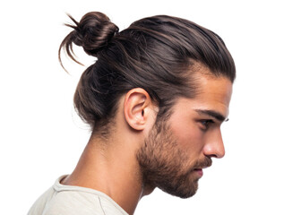 Fototapeta premium Man bun isolated on white background