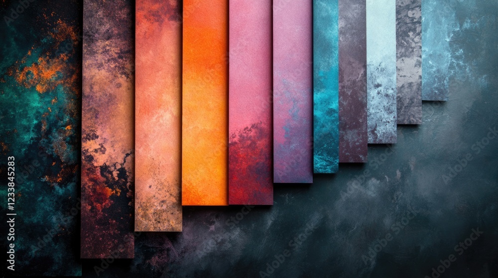 Poster Vibrant color palette featuring ethereal hues with ample empty space for text and creative design applications