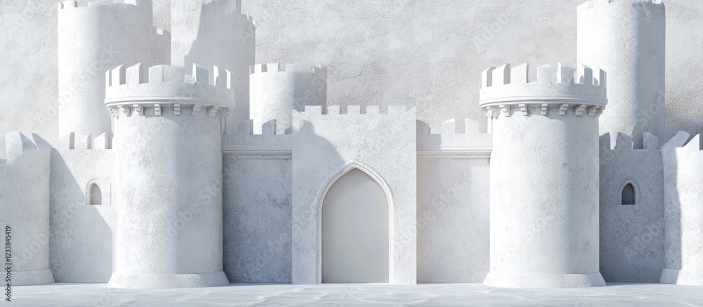 Poster white plaster background of historic castle with space for text and design elements