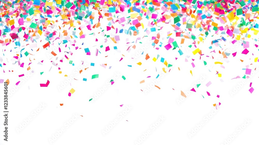 Poster colorful confetti falling at a festive celebration creating an engaging background with clear space 