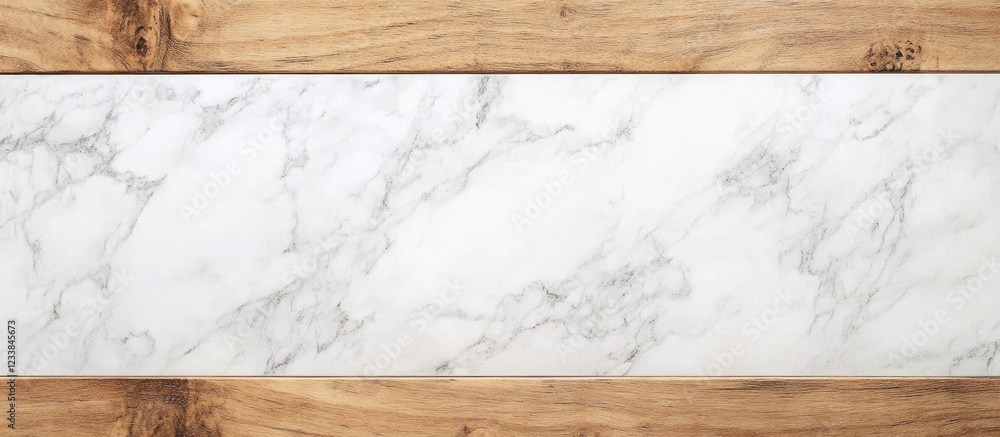 Poster white marble texture on wooden background with blank space for text ideal for universal design templ
