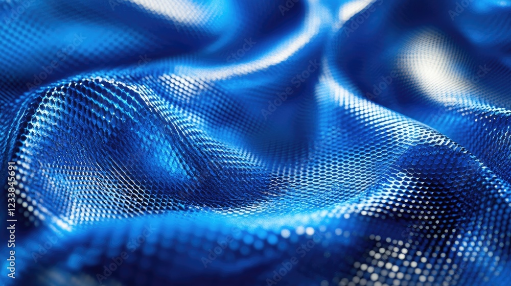 Leinwandbilder vibrant blue fabric texture with metallic sheen creating a luxurious and dynamic visual effect suita