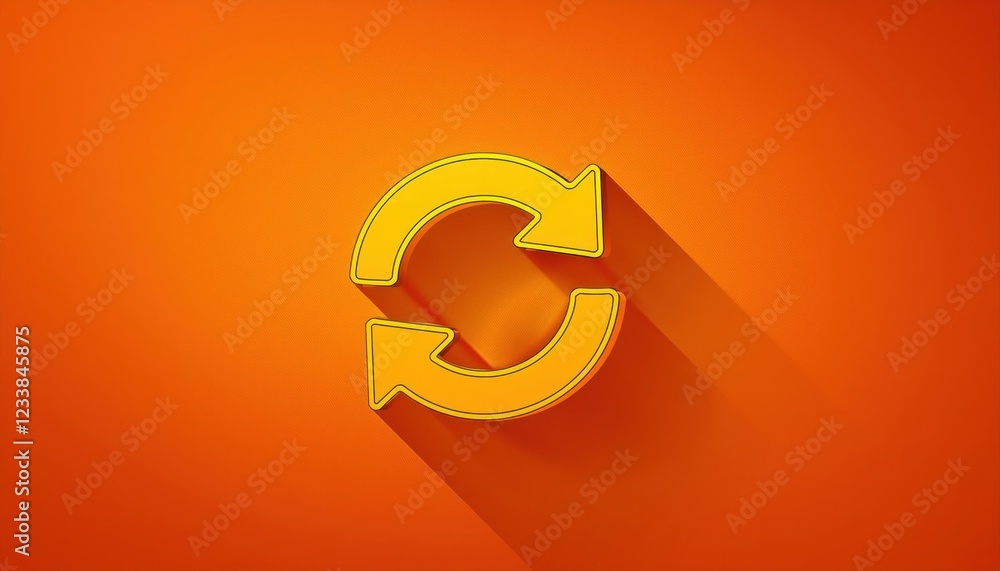 Poster vibrant yellow refresh icon against orange backdrop a dynamic rotating reload symbol on a still