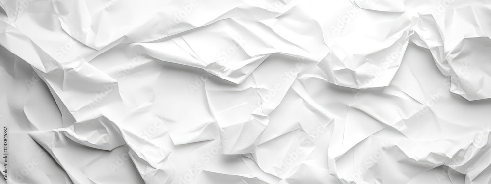 Poster crumpled white paper texture mockup for creative business designs with ample copy space for your tex