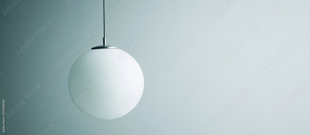 Poster elegant white globe pendant light illuminating a minimalist space with ample room for text or brandi