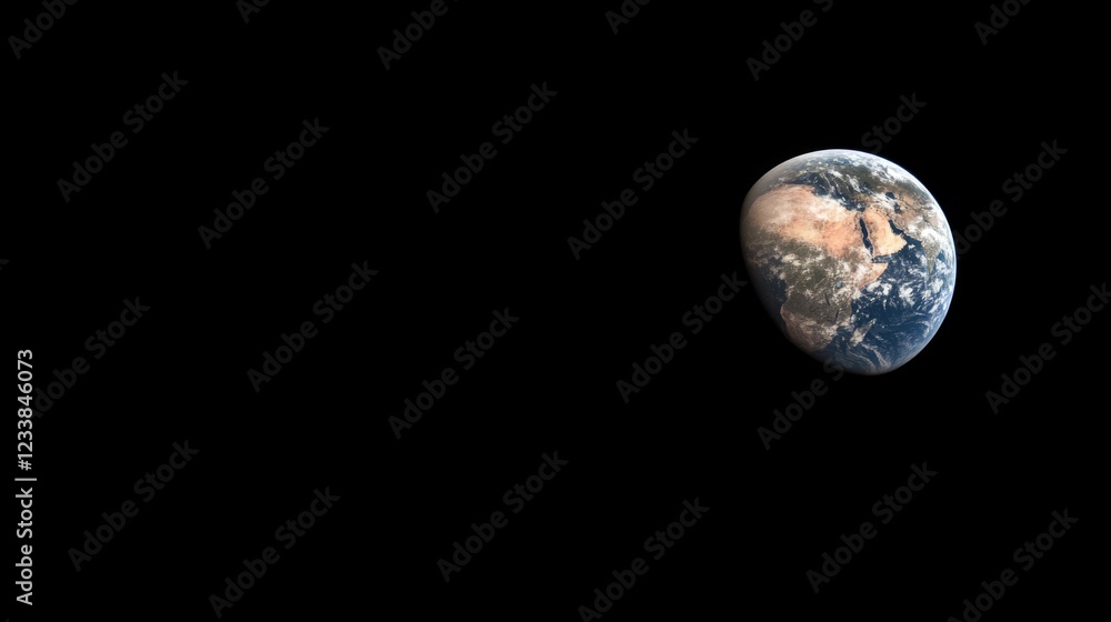 Poster earth from space with planet view and blank copy space for customizable text or graphics