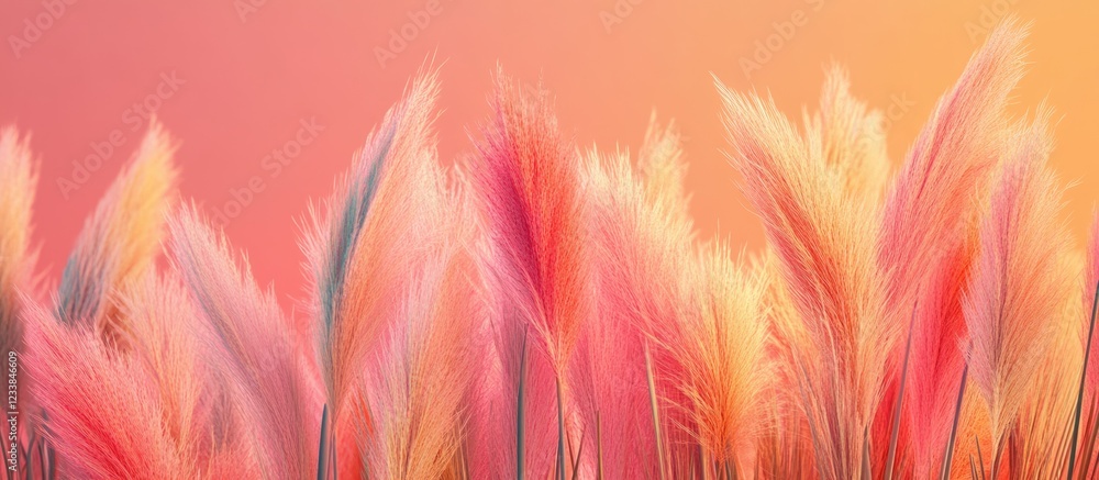 Poster vibrant pampas grass field with a stunning gradient background ideal for adding custom text or graph