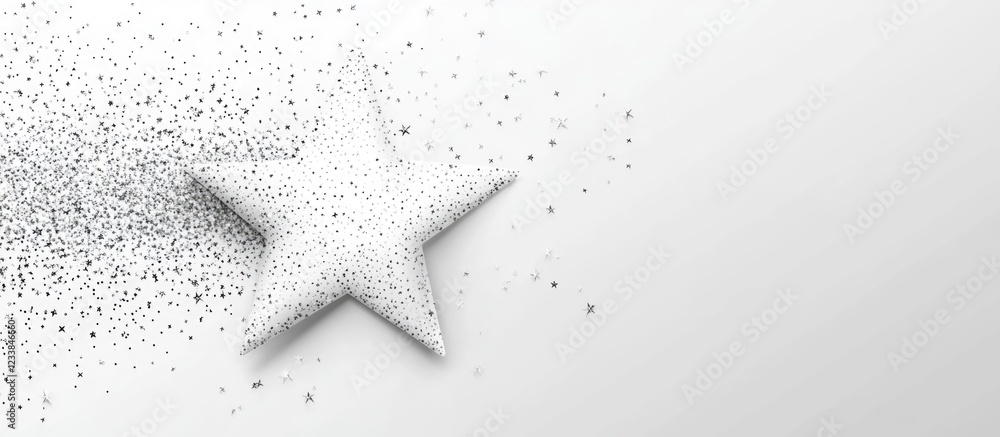 Poster white metallic background featuring a sparkling star and ample space for text elements