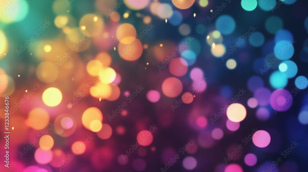 Poster vibrant bokeh lightscape: abstract colorful background