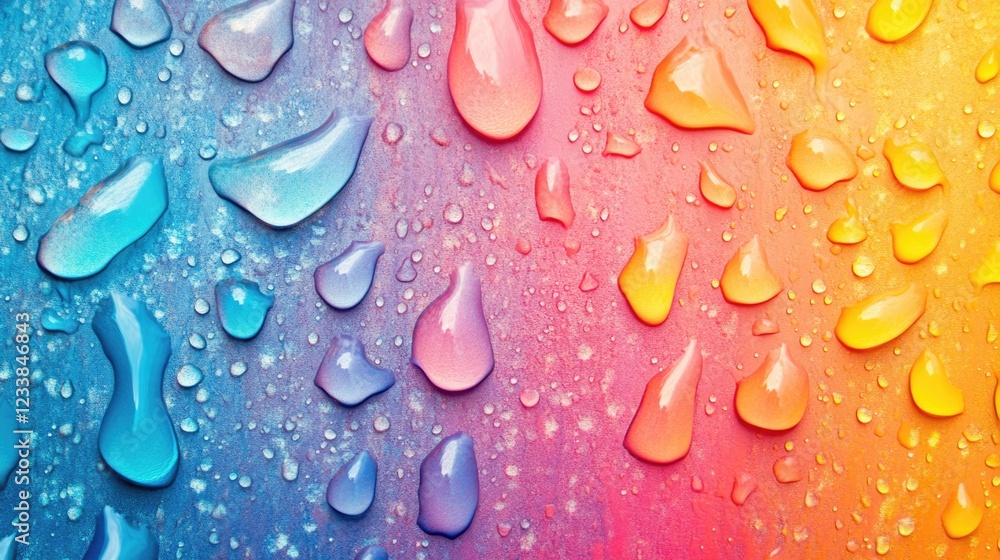 Poster Colorful Gradient Background with Water Droplets Providing Area for Text and Design Elements