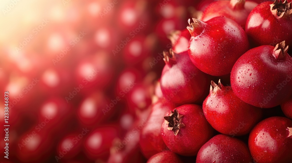 Leinwandbilder Vibrant close-up of assorted red fruits showcasing natural textures with subtle light effect and ample space for text placement.