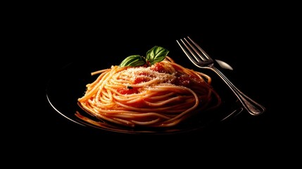 Aromatic Plate of Spaghetti with Tomato Sauce, Basil, and Parmesan