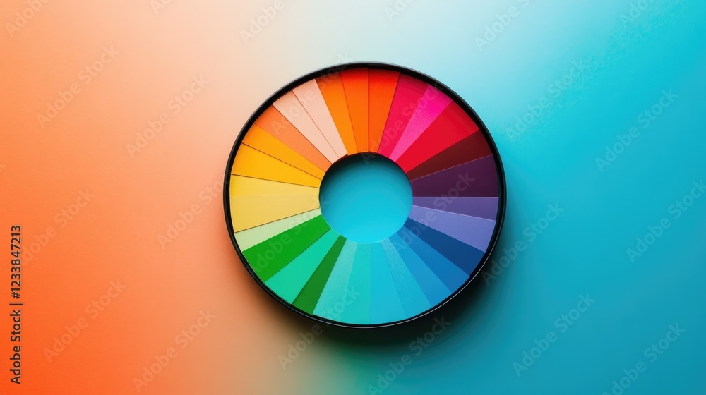 Poster Color Wheel Background with Gradient Shades for Creative Projects and Blank Space for Personalized Text