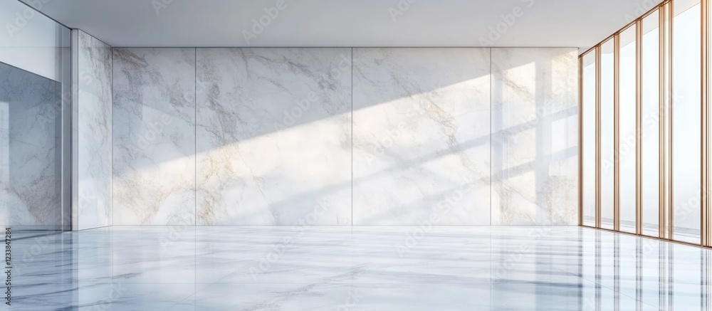 Poster modern white marble wall texture in spacious interior setting with art deco style and ample empty sp