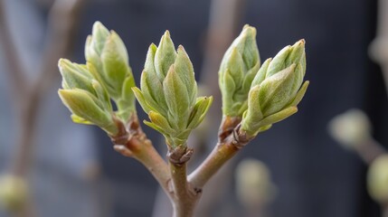 Fototapeta premium Budding Green Leaves on Tree Branches Symbolizing Spring Growth Renewal and Hope for a Healthy Life