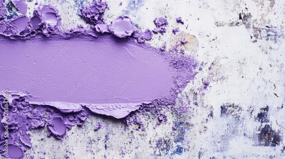 Fototapete purple paint splatter on textured surface creating copy space for artistic design or creative projec