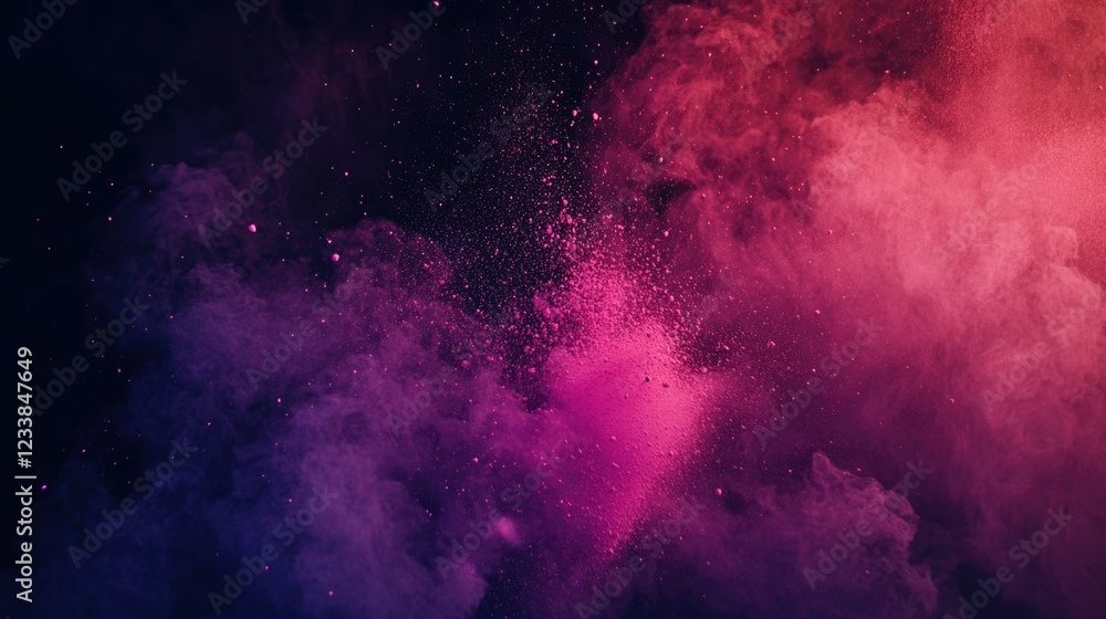 Aufkleber Vivid Colorful Powder Burst Against Dark Backdrop with Space for Custom Text and Creative Design Elements