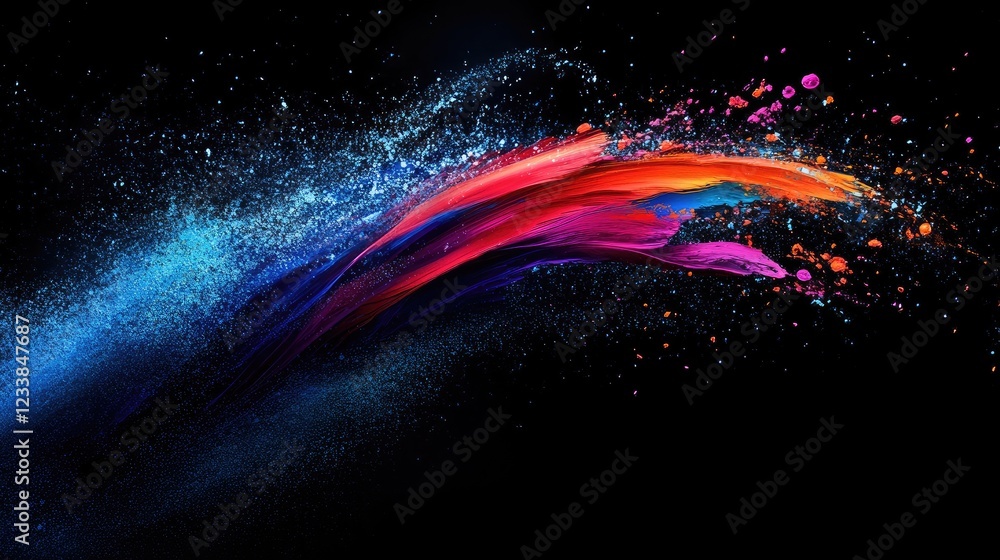 Aufkleber Dynamic Abstract Color Splash with Vibrant Brushstrokes Creating a Rich and Engaging Visual Experience on a Dark Background